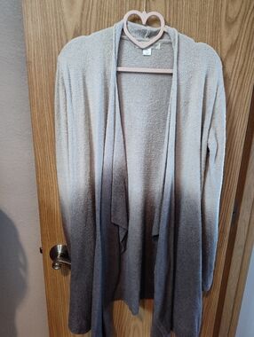 Barefoot Dreams Ombre Open-Front Cardigan in Cream to Gray